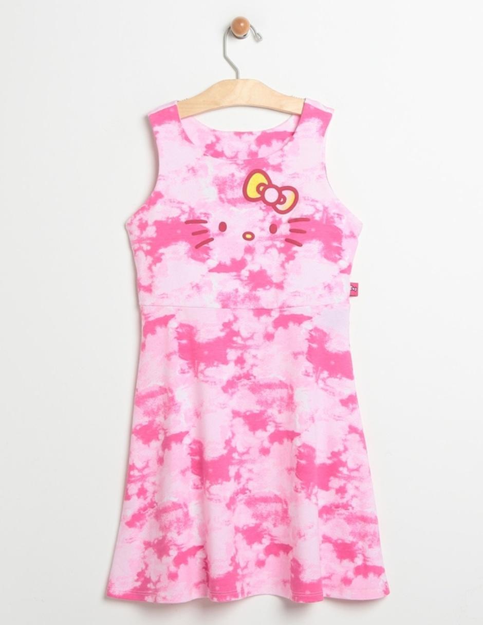 Vestido Hello Kitty cuello redondo para niña